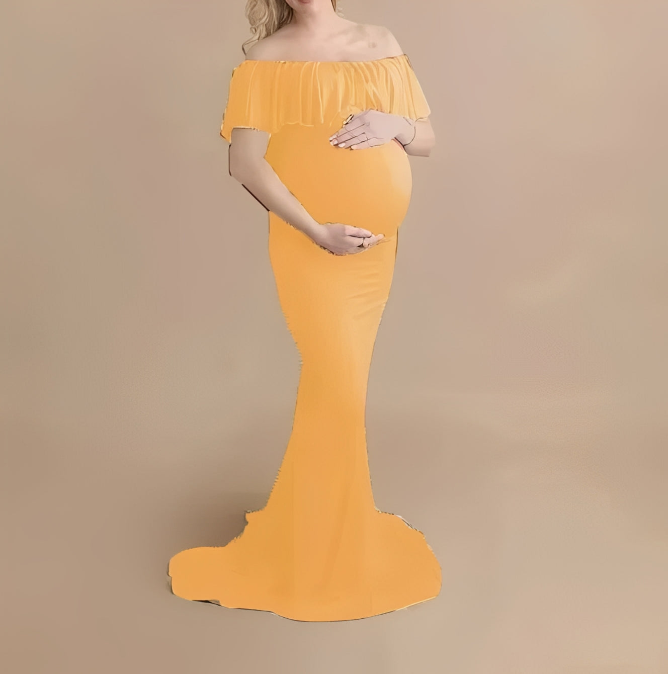 Elegant Flowing Lace Pregnancy Photoshoot Dress - Maternity Photography Gown