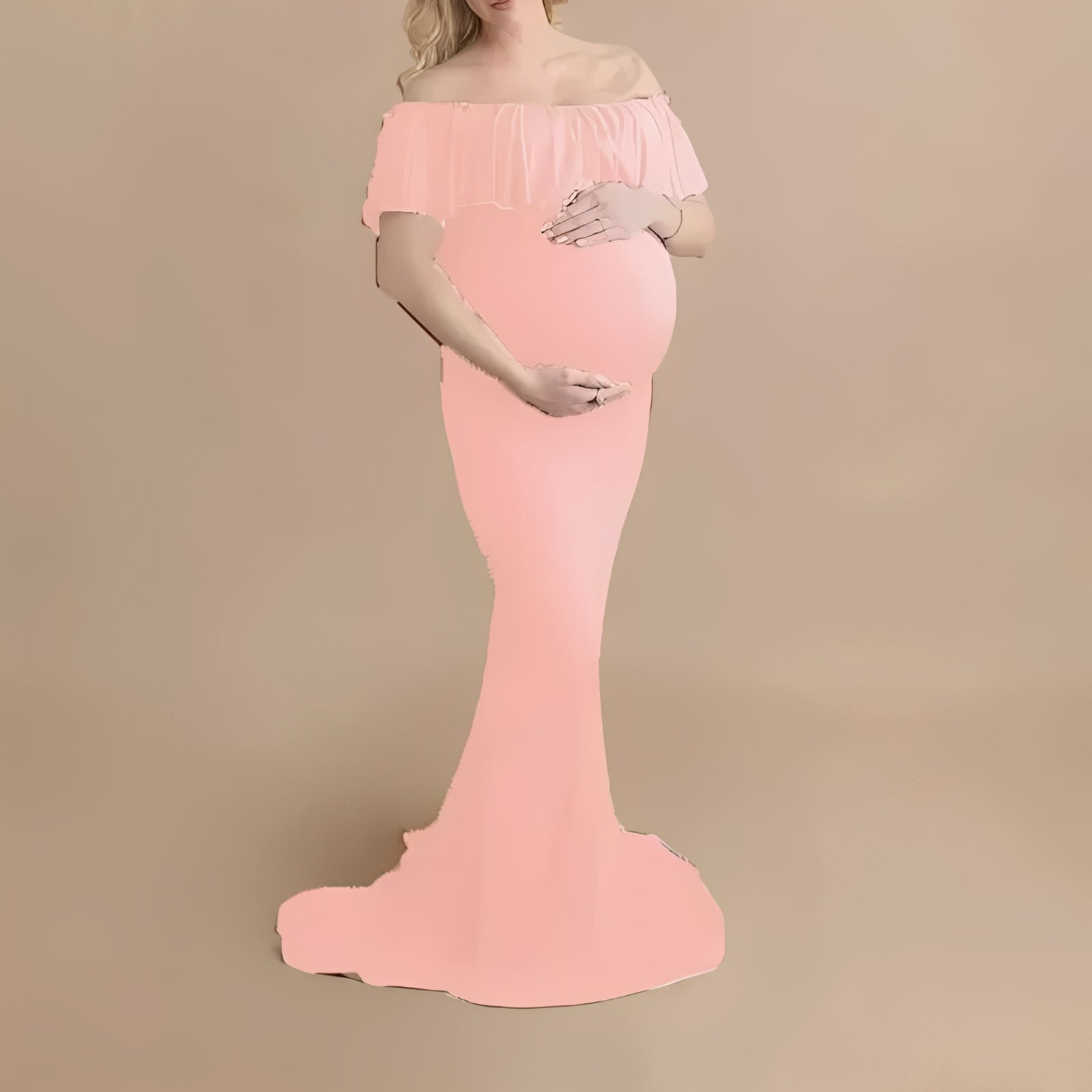 Elegant Flowing Lace Pregnancy Photoshoot Dress - Maternity Photography Gown