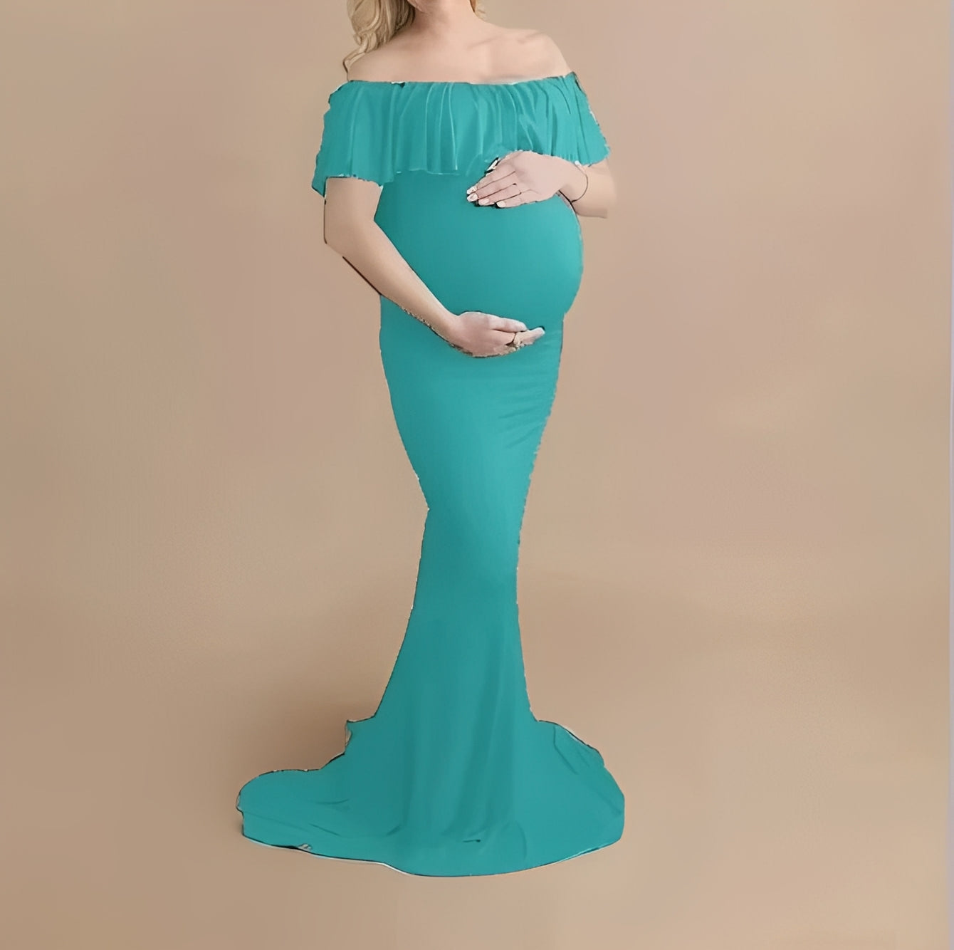 Elegant Flowing Lace Pregnancy Photoshoot Dress - Maternity Photography Gown