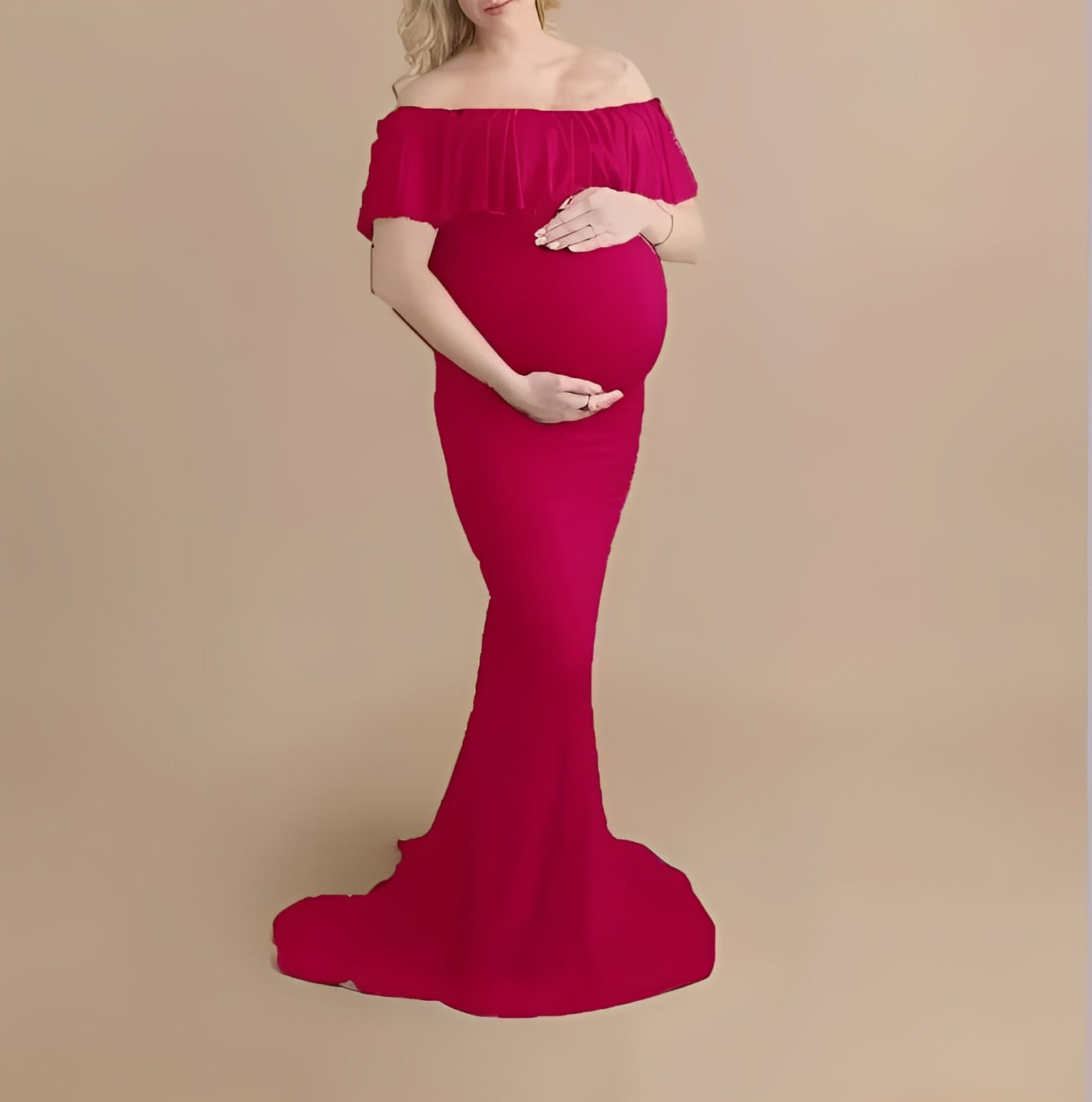 Elegant Flowing Lace Pregnancy Photoshoot Dress - Maternity Photography Gown