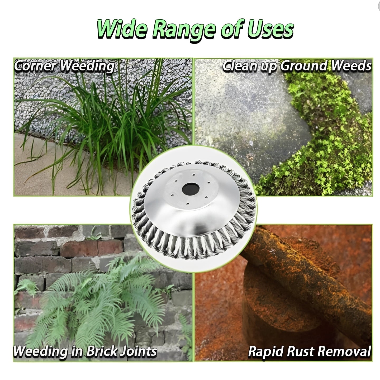 Heavy-Duty Carbon Steel Weed Brush & Trimmer - Durable Lawn Care Tool for Efficient Weed Removal