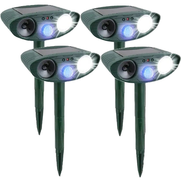 Solar-Powered Ultrasonic Rabbit Repeller with Flashing LED Light - Eco-Friendly Animal Deterrent for Gardens