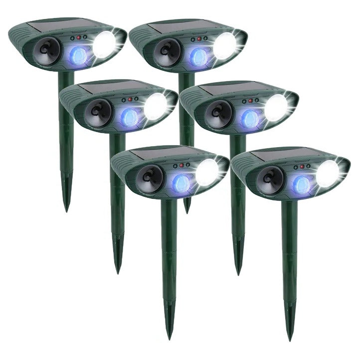 Solar-Powered Ultrasonic Rabbit Repeller with Flashing LED Light - Eco-Friendly Animal Deterrent for Gardens