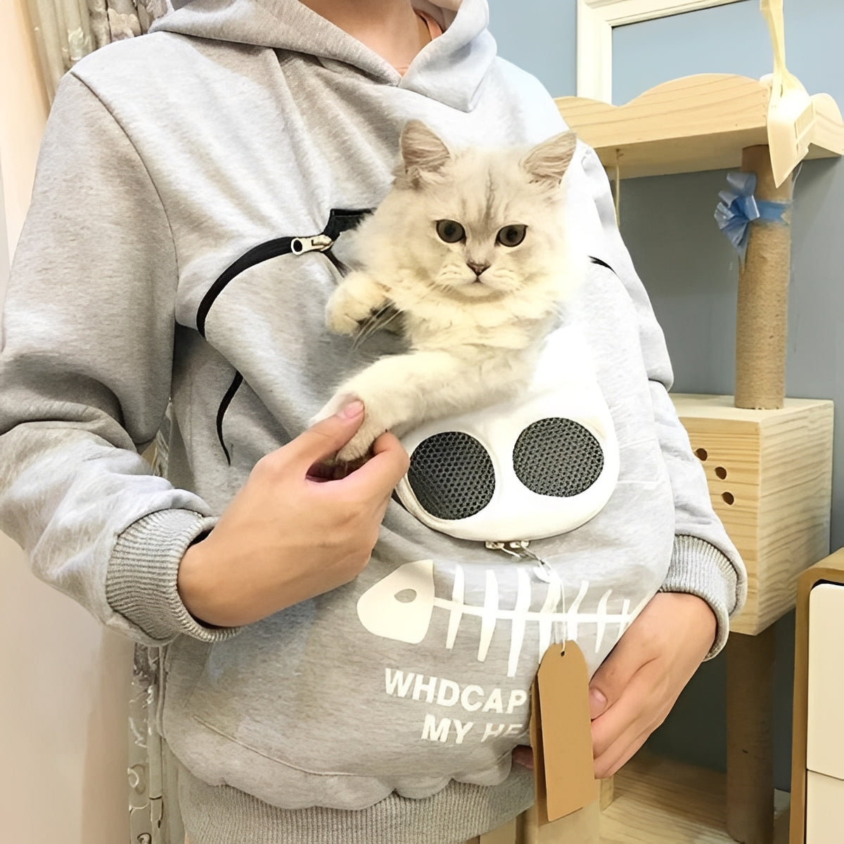 Cozy Cat Lover Hoodie with Cuddle Pouch for Pets - Perfect for Snuggling and Style!