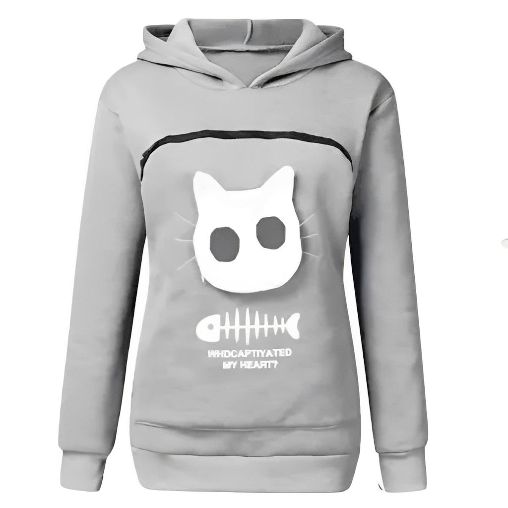 Cozy Cat Lover Hoodie with Cuddle Pouch for Pets - Perfect for Snuggling and Style!