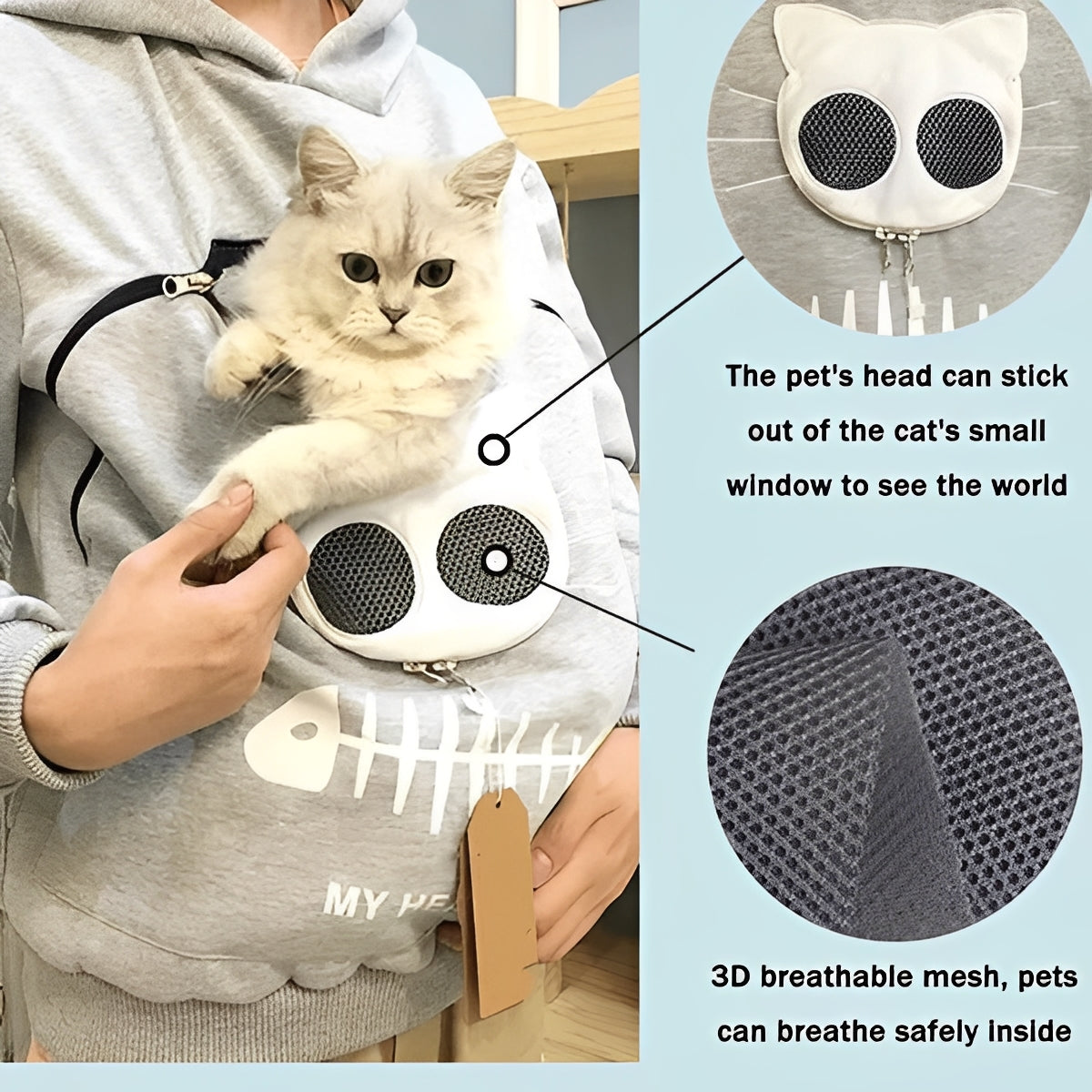 Cozy Cat Lover Hoodie with Cuddle Pouch for Pets - Perfect for Snuggling and Style!