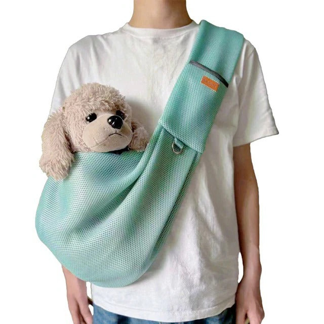 Comfortable Mesh Crossbody Dog Carrier Sling with Padded Adjustable Strap - Perfect for Small Pets