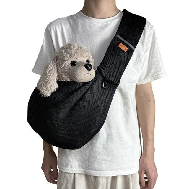 Comfortable Mesh Crossbody Dog Carrier Sling with Padded Adjustable Strap - Perfect for Small Pets