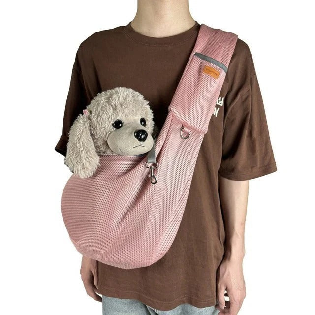 Comfortable Mesh Crossbody Dog Carrier Sling with Padded Adjustable Strap - Perfect for Small Pets