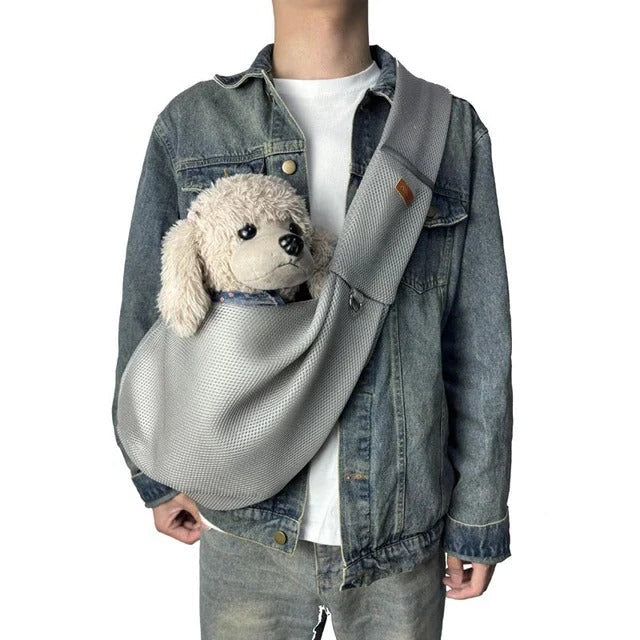 Comfortable Mesh Crossbody Dog Carrier Sling with Padded Adjustable Strap - Perfect for Small Pets