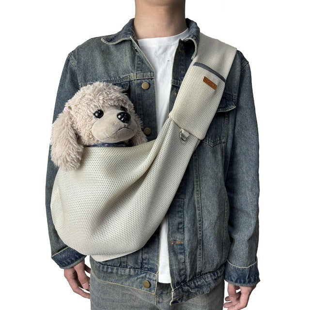 Comfortable Mesh Crossbody Dog Carrier Sling with Padded Adjustable Strap - Perfect for Small Pets