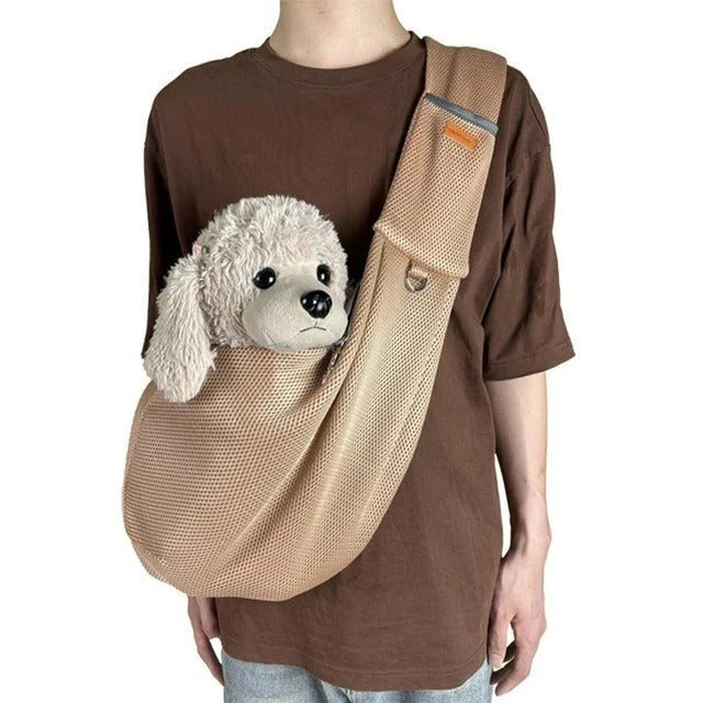 Comfortable Mesh Crossbody Dog Carrier Sling with Padded Adjustable Strap - Perfect for Small Pets
