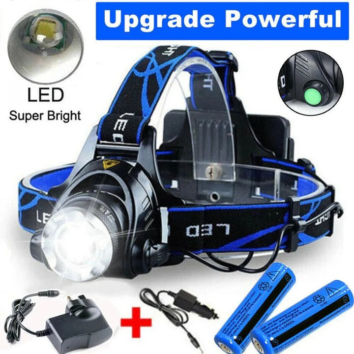 USB Rechargeable LED Headlamp - Hands-Free, Bright & Lightweight for Outdoor Activities, Camping, and Emergency Use