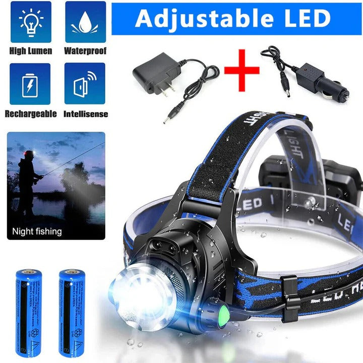 USB Rechargeable LED Headlamp - Hands-Free, Bright & Lightweight for Outdoor Activities, Camping, and Emergency Use