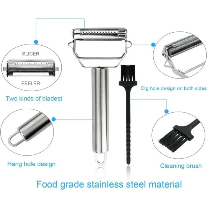 Premium Stainless Steel Vegetable Peeler with Versatile Julienne Blade Attachment for Effortless Food Preparation