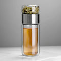 Premium Double Wall Borosilicate Glass Tea Infuser Bottle - 430ml | Heat-Resistant, Stylish & Durable for Hot & Cold Beverages