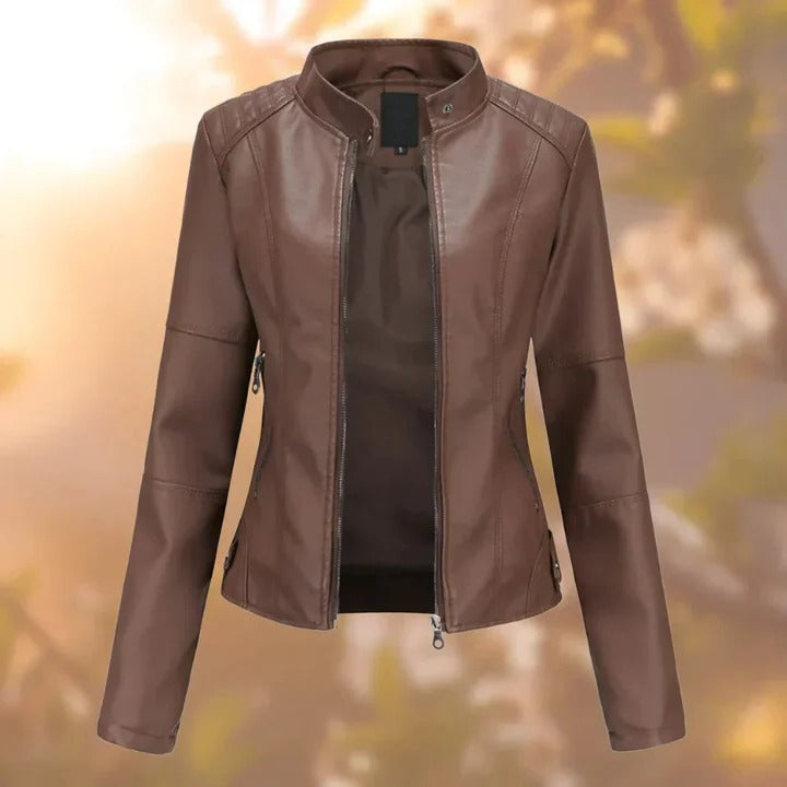 Stylish Women's Leather Jacket with Zipper Closure - Premium Quality & Trendy Design