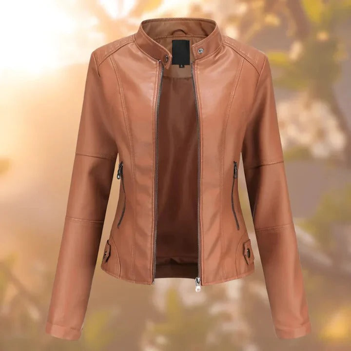Stylish Women's Leather Jacket with Zipper Closure - Premium Quality & Trendy Design