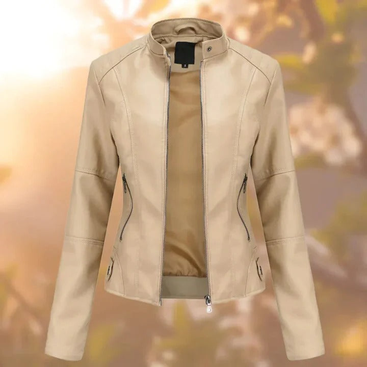 Stylish Women's Leather Jacket with Zipper Closure - Premium Quality & Trendy Design