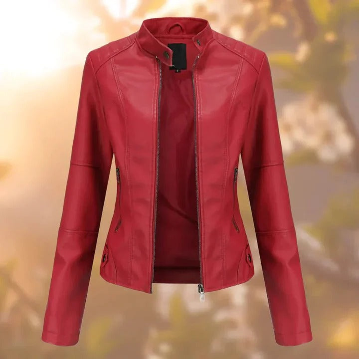 Stylish Women's Leather Jacket with Zipper Closure - Premium Quality & Trendy Design