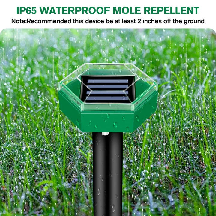 4-Pack Solar Powered Ultrasonic Mole Repellers - Eco-Friendly Pest Control for Gardens & Lawns