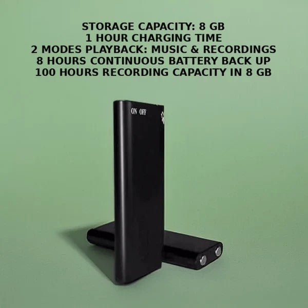 Compact Voice Activated Audio Recorder with Built-in Memory Storage - High-Quality Sound Capture