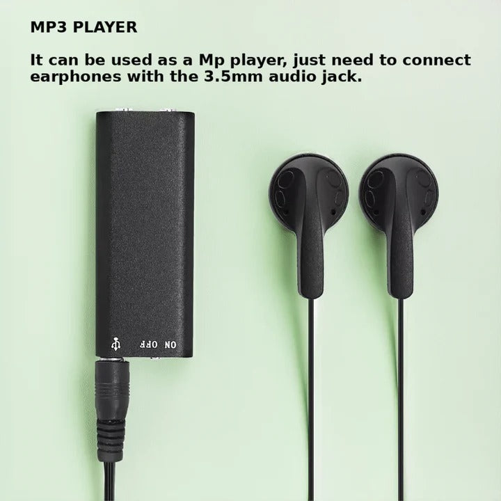 Compact Voice Activated Audio Recorder with Built-in Memory Storage - High-Quality Sound Capture