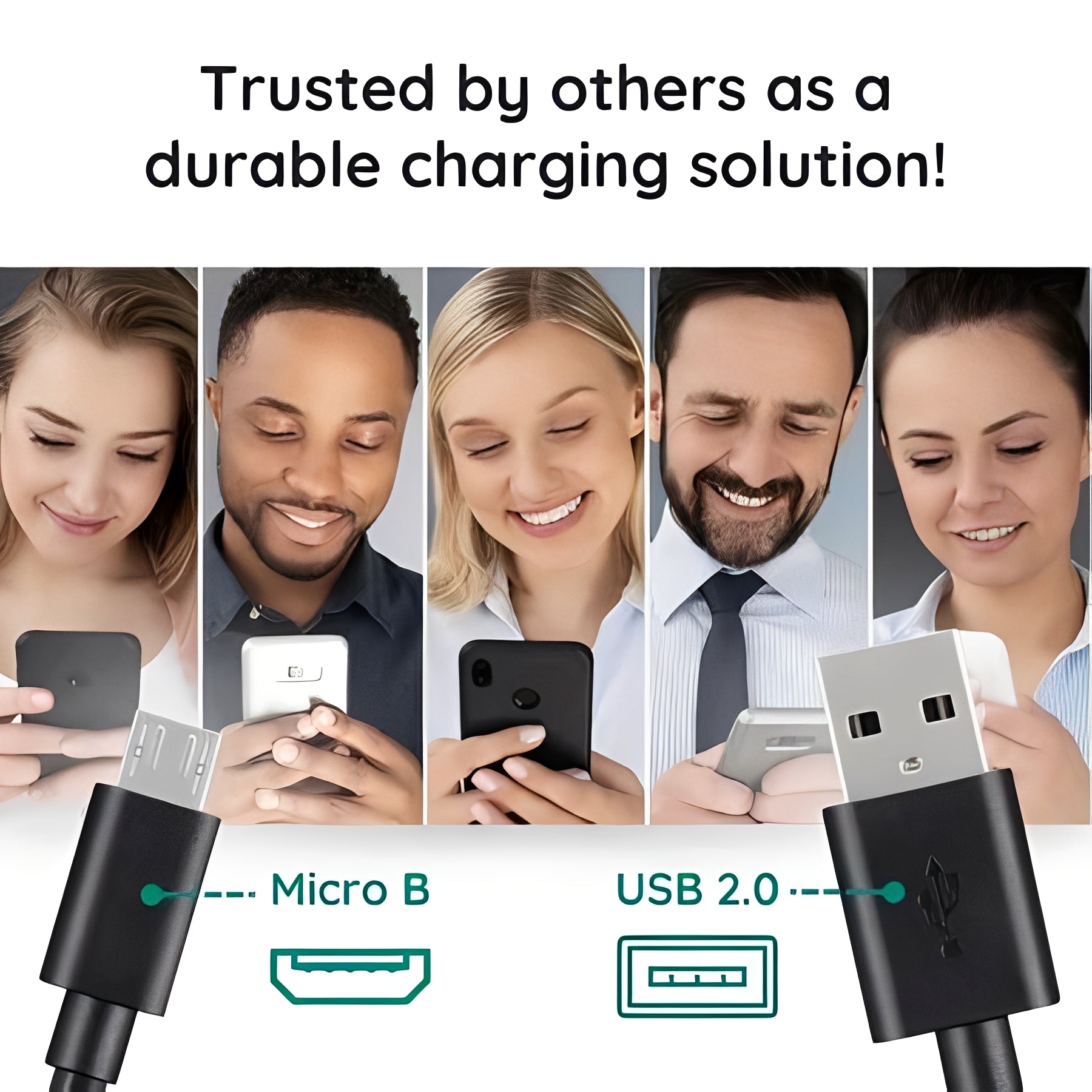 10 Ft Micro USB Charging Cable - Durable, Fast Charging & Data Sync Cable for Smartphones, Tablets, and More