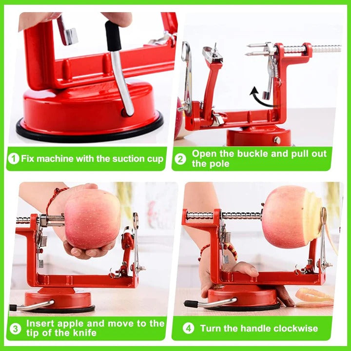 Premium Stainless Steel Apple Peeler & Spiral Slicer - Effortless Kitchen Prep Tool for Fruits & Vegetables