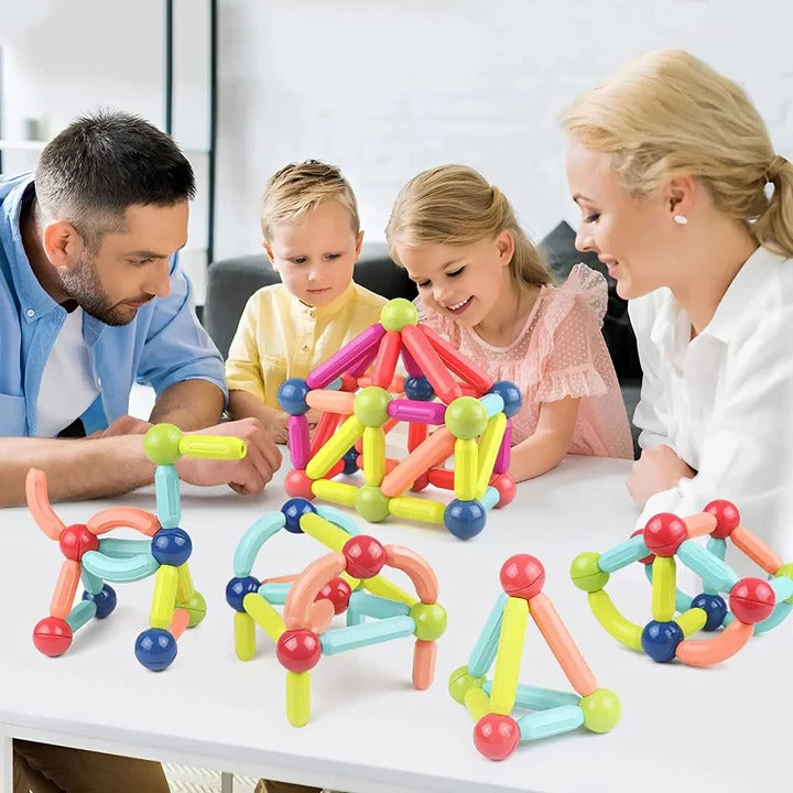98-Piece Magnetic Building Sticks and Balls Toy Set for Kids - STEM Educational Construction Toys for Creative Play