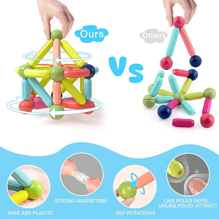 98-Piece Magnetic Building Sticks and Balls Toy Set for Kids - STEM Educational Construction Toys for Creative Play