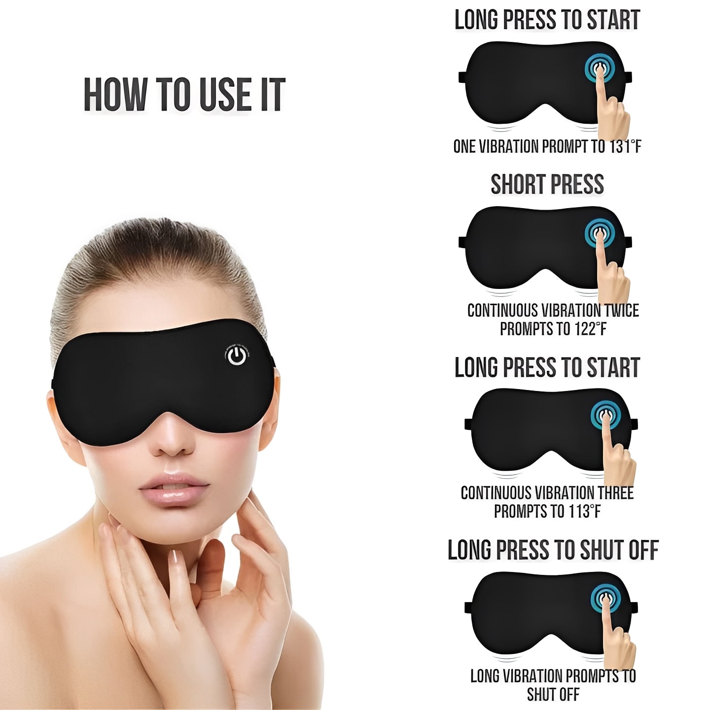 Rechargeable Heated Eye Mask for Ultimate Relaxation & Sleep Support – Soothing Heat Therapy for Stress Relief and Comfort