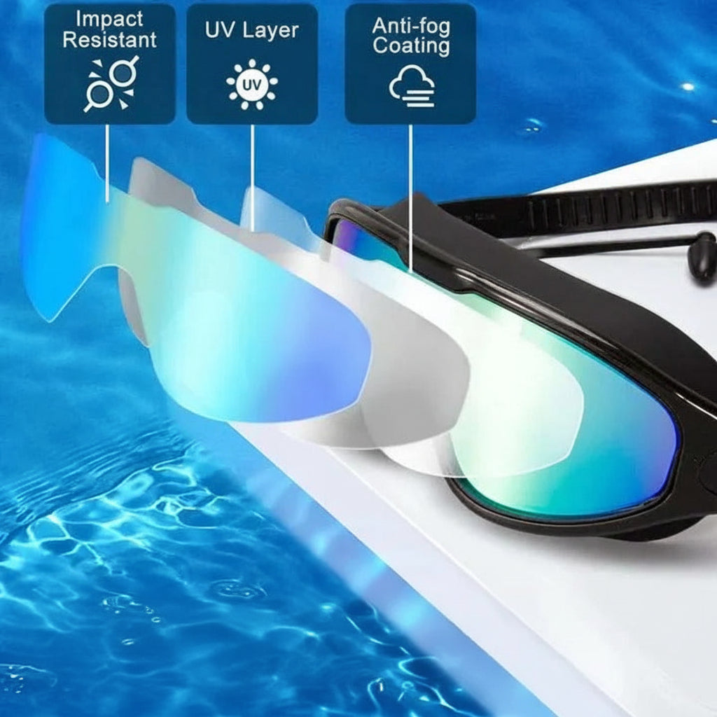 Anti-Fog Swimming Goggles with Wide Angle Lens - Clear Vision & Comfort for Optimal Performance
