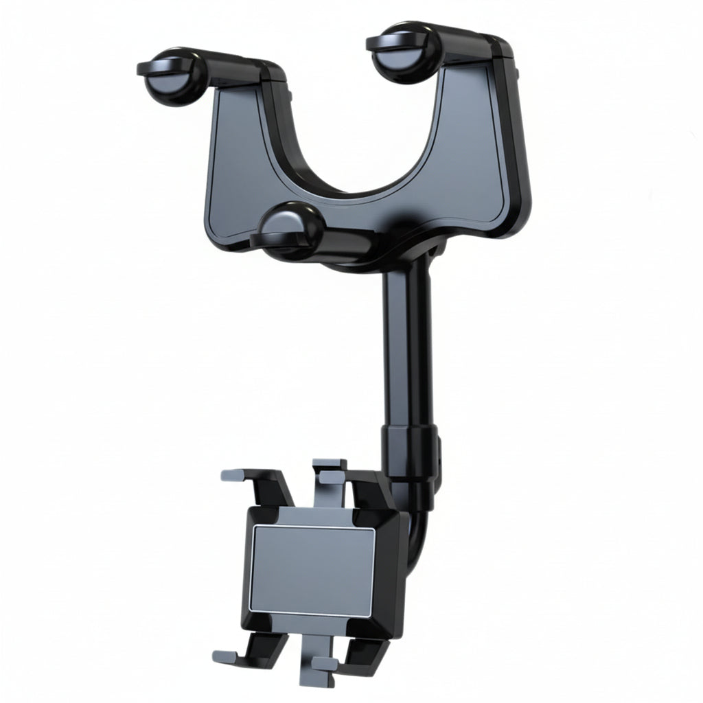 360° Rotatable Car Phone Holder for Rear View Mirror - Universal Fit, Adjustable Angle, Hands-Free Convenience