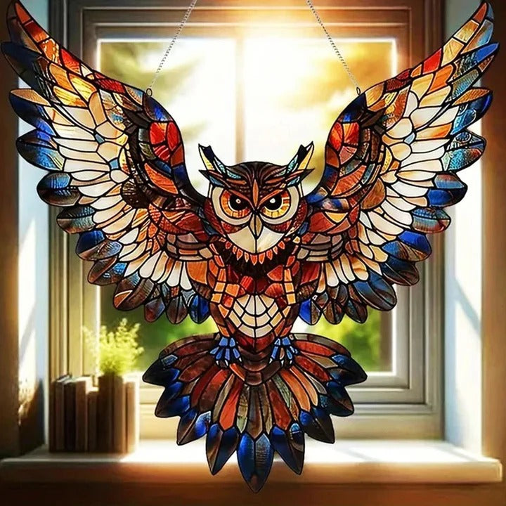 Rainbow Prism Glass Suncatcher - Decorative Bird & Owl Window Art for Vibrant Light Reflections
