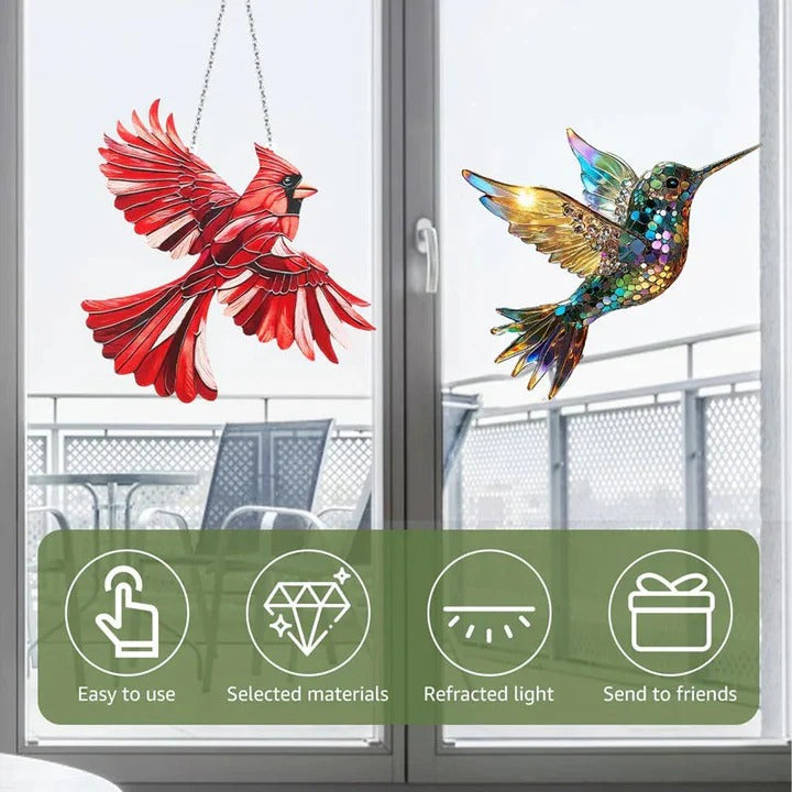 Rainbow Prism Glass Suncatcher - Decorative Bird & Owl Window Art for Vibrant Light Reflections