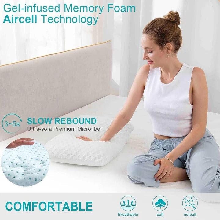 Cooling Gel Memory Foam Pillow - Ergonomic Sleep Support for All Sleeping Positions
