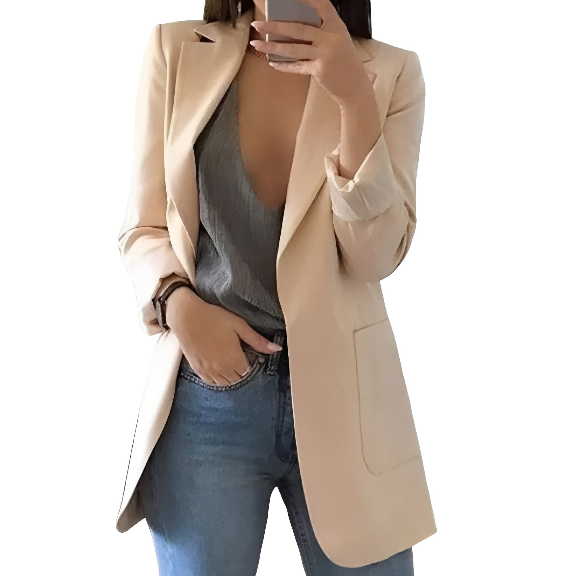 Chic Women's Open Front Blazer - Elegant Tailored Jacket for Stylish Outfits