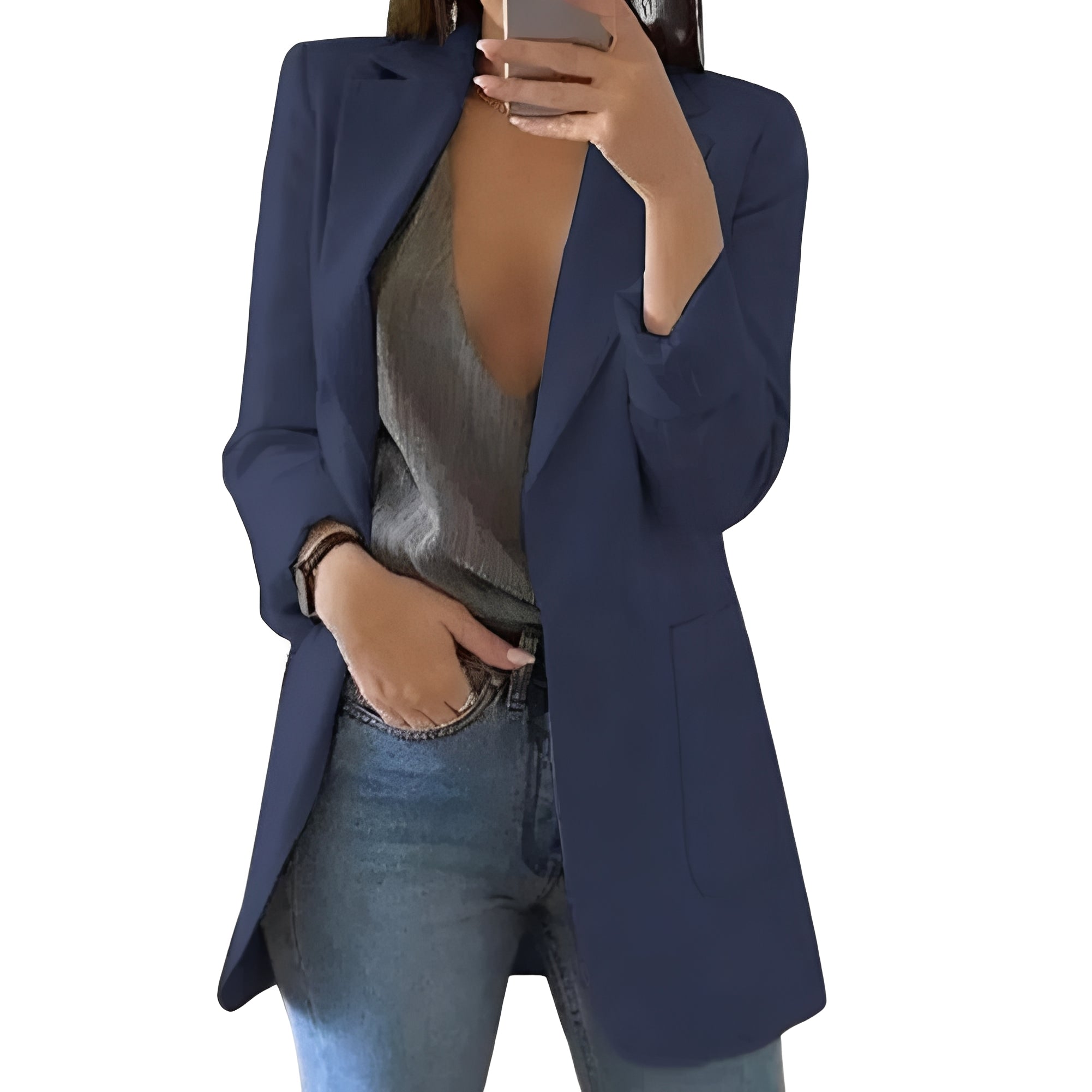 Chic Women's Open Front Blazer - Elegant Tailored Jacket for Stylish Outfits