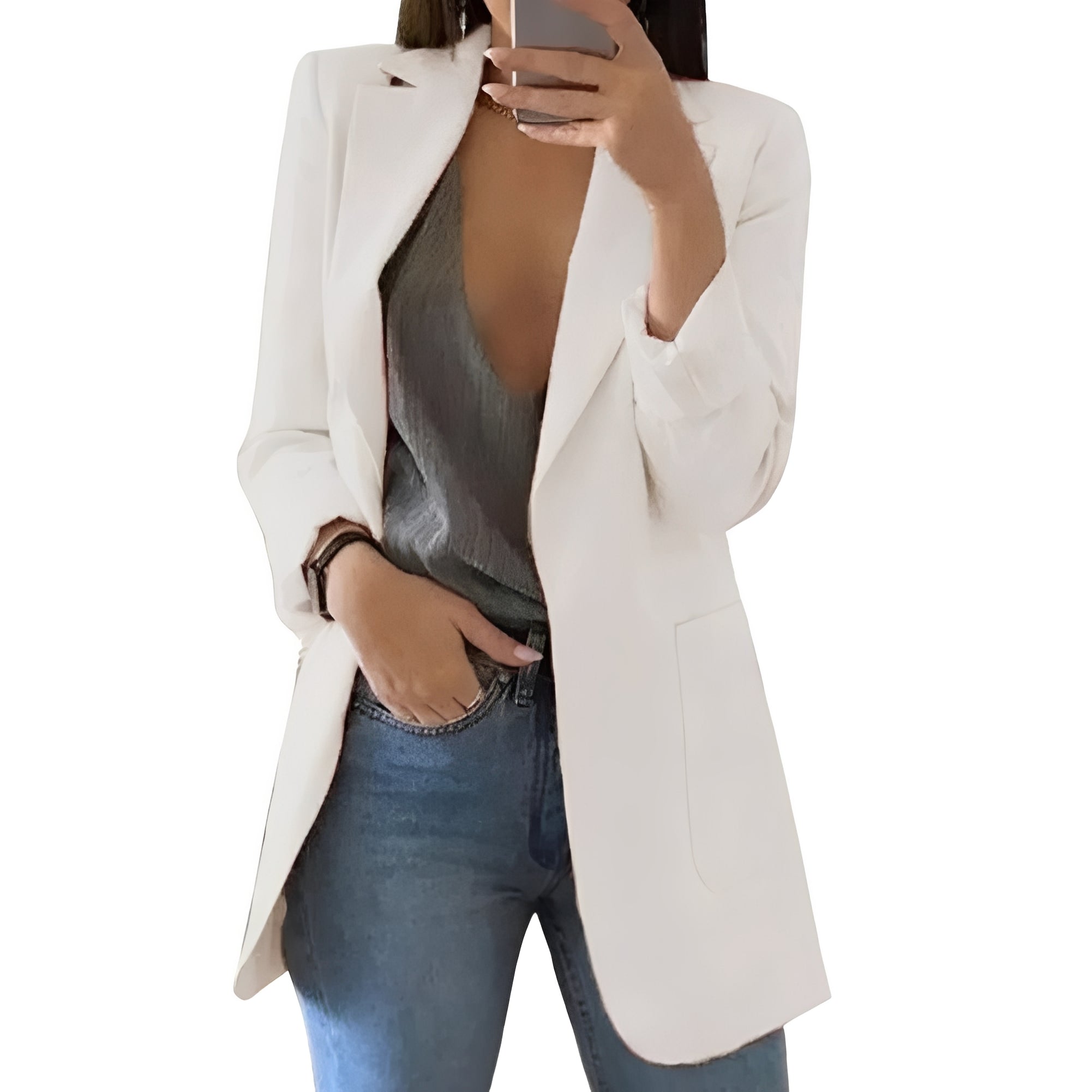 Chic Women's Open Front Blazer - Elegant Tailored Jacket for Stylish Outfits