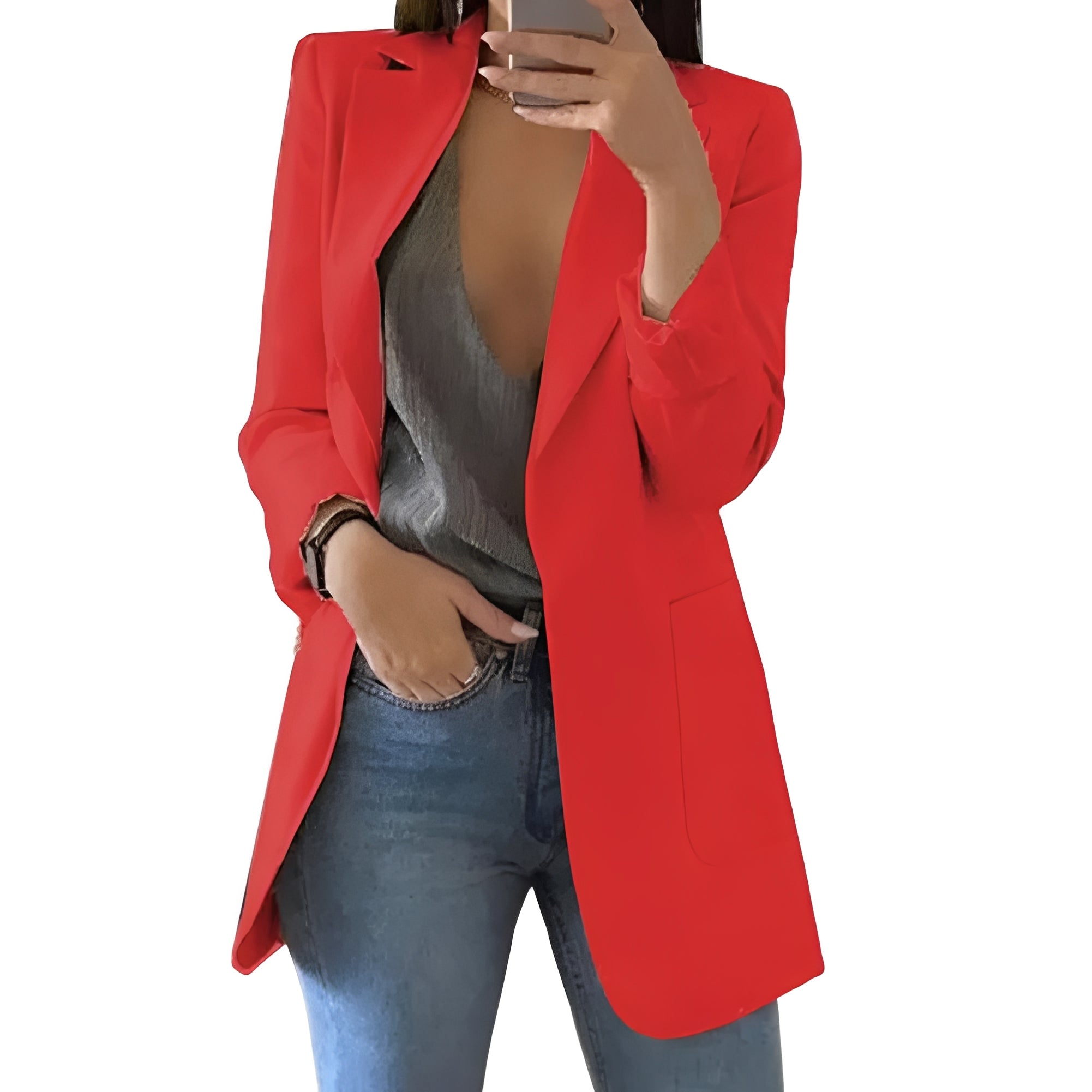 Chic Women's Open Front Blazer - Elegant Tailored Jacket for Stylish Outfits
