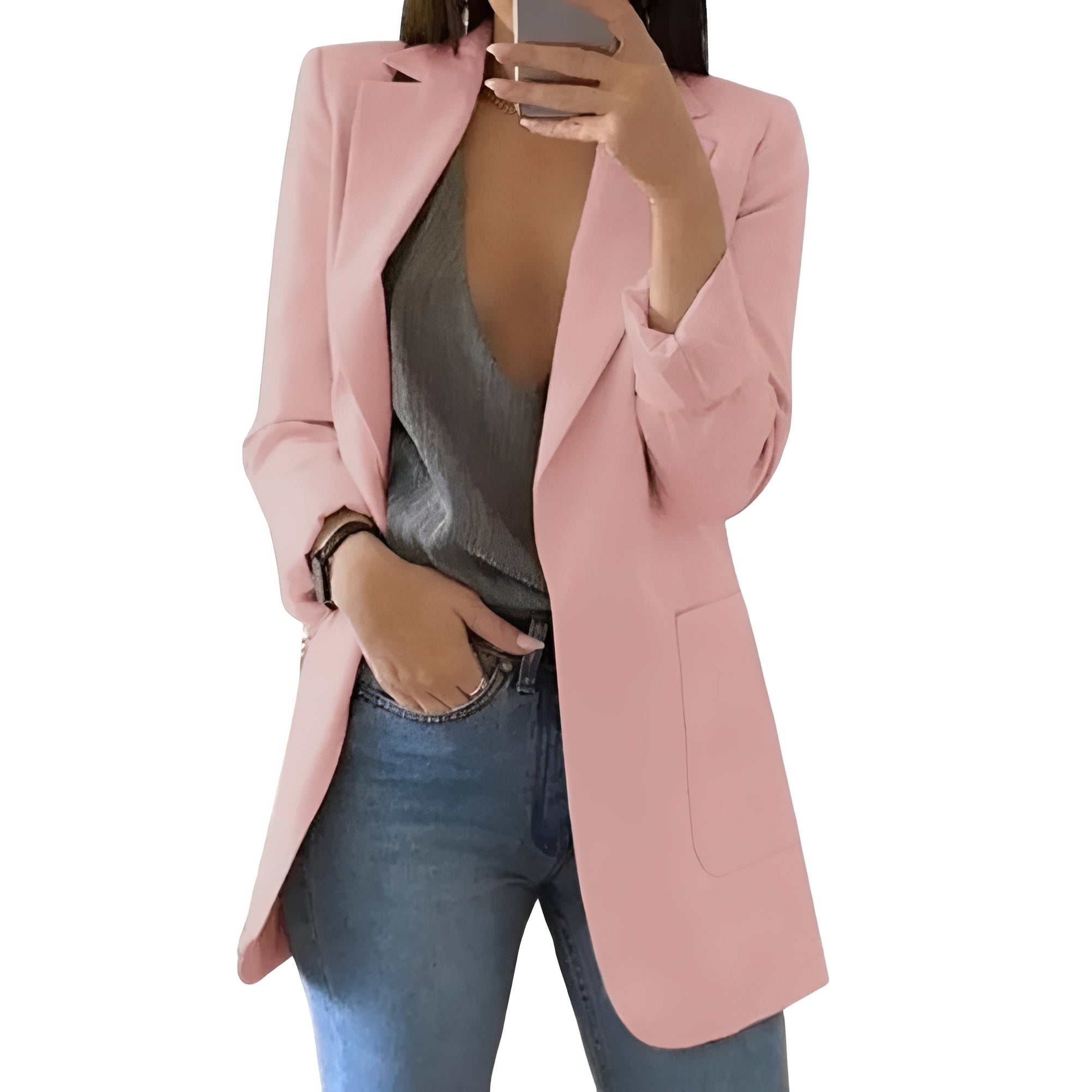 Chic Women's Open Front Blazer - Elegant Tailored Jacket for Stylish Outfits