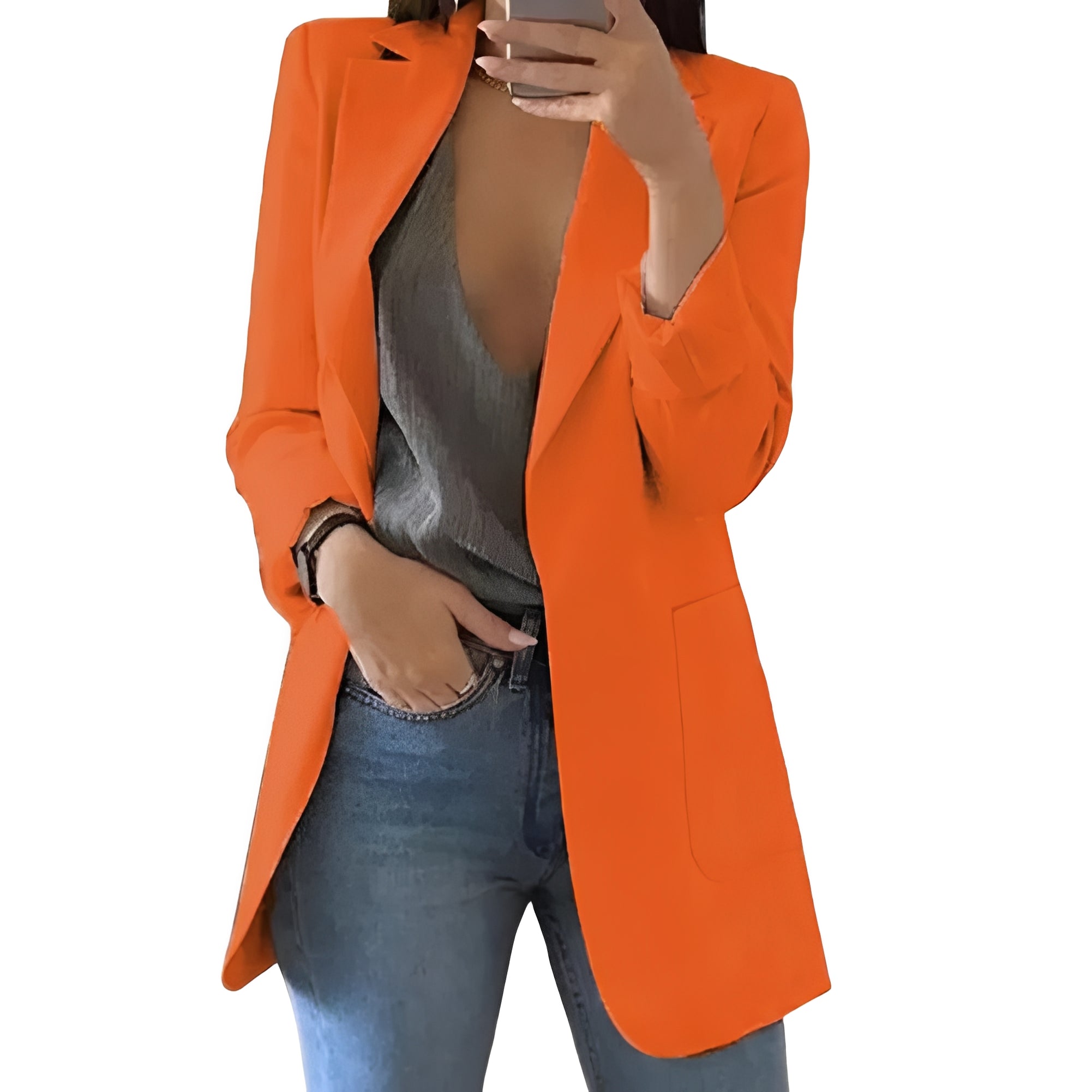 Chic Women's Open Front Blazer - Elegant Tailored Jacket for Stylish Outfits