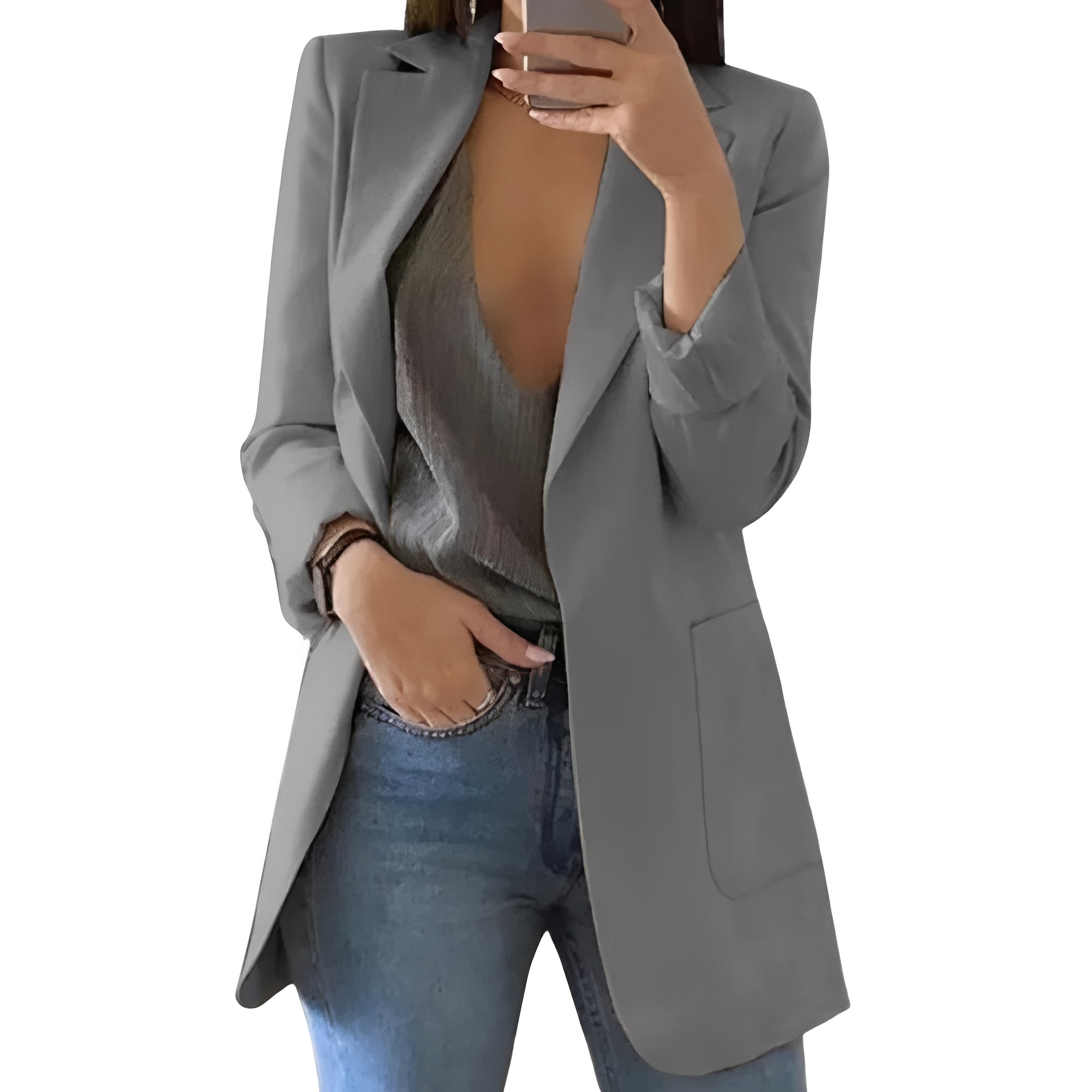 Chic Women's Open Front Blazer - Elegant Tailored Jacket for Stylish Outfits