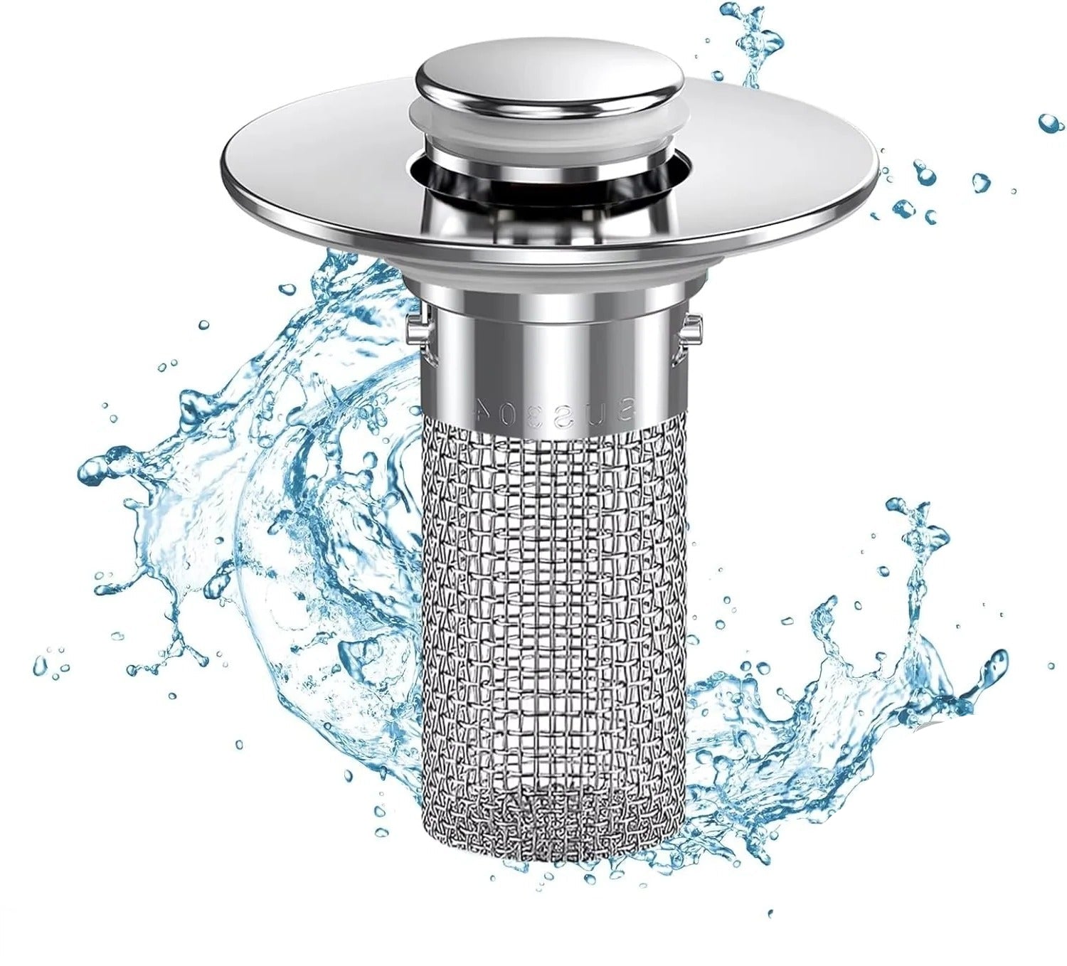 Pop-Up Sink Drain Plug with Hair & Debris Catcher - Ideal for Bathroom & Kitchen Use