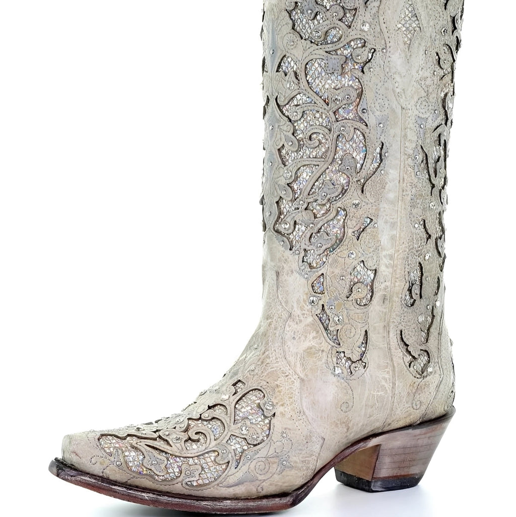 Embroidered Pointed Toe Knee High Boots with Sequin Detail - Stylish & Chic Footwear