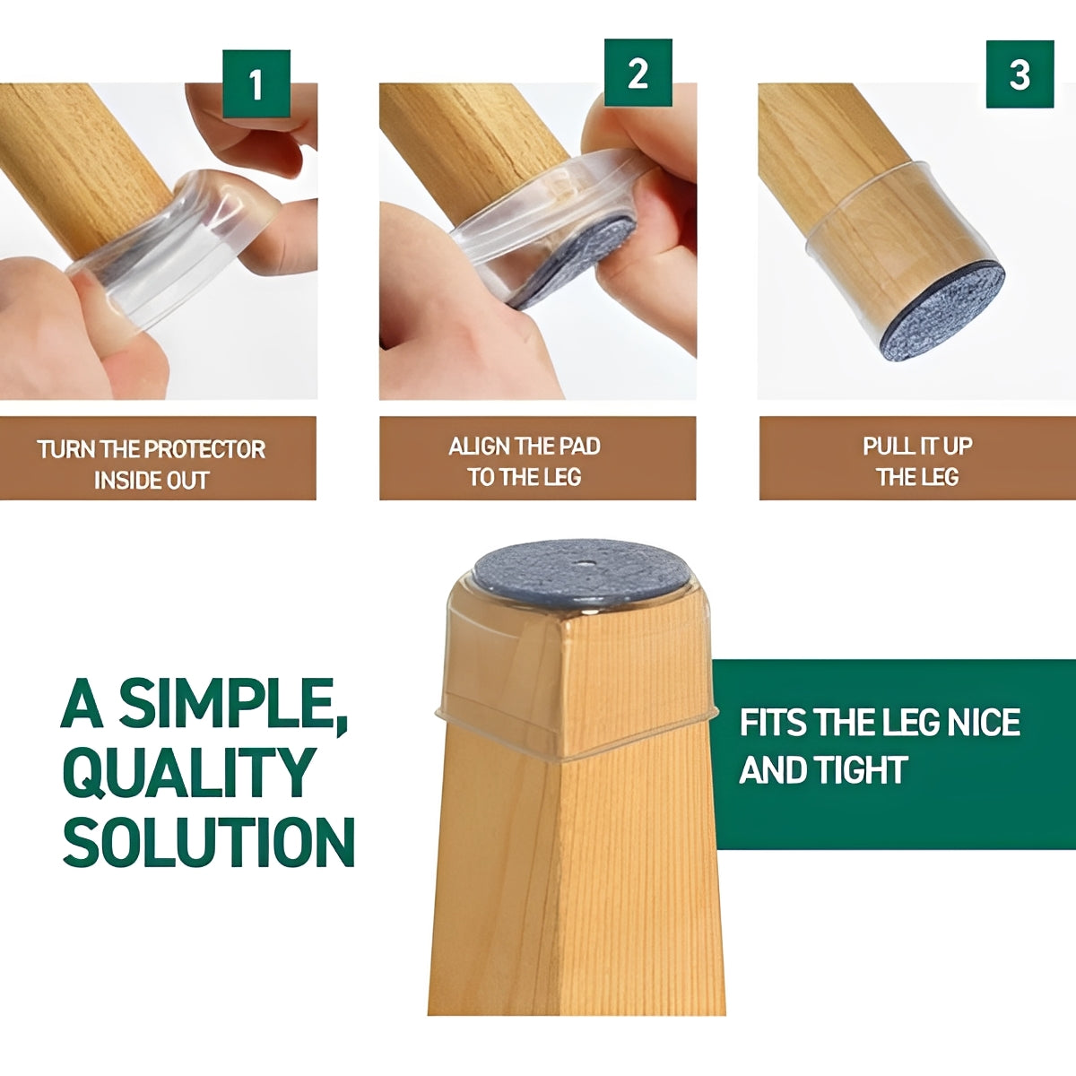 Set of 8 Furniture Leg Floor Protectors - Durable, Non-Slip Pads for Scratch Prevention & Floor Protection