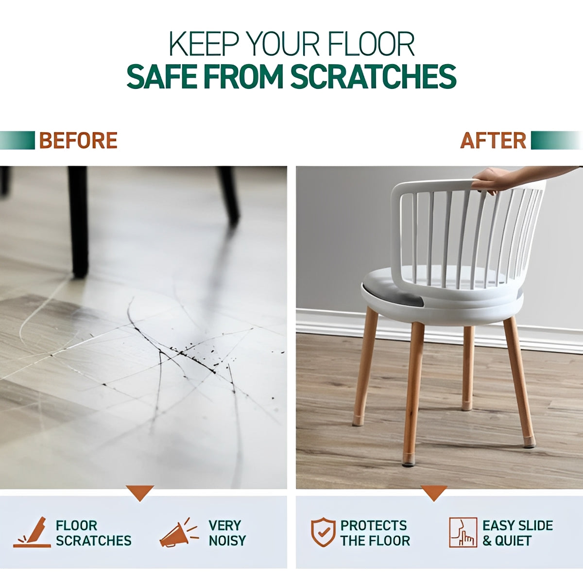 Set of 8 Furniture Leg Floor Protectors - Durable, Non-Slip Pads for Scratch Prevention & Floor Protection