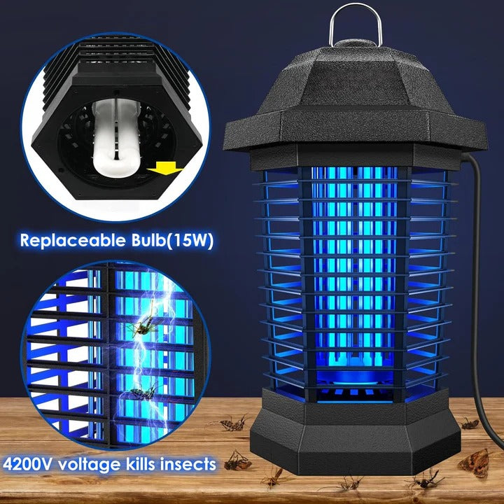 Electric Insect Zapper with UV Light & Easy Clean Collection Tray - Effective Bug Control for Indoor & Outdoor Use