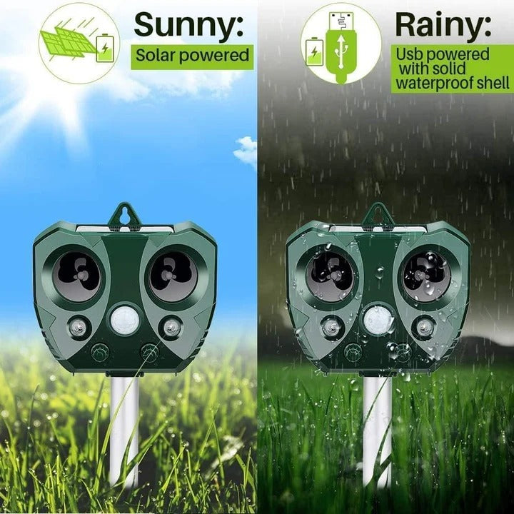 Solar-Powered Ultrasonic Animal Repeller - Eco-Friendly Outdoor Pest Control Device